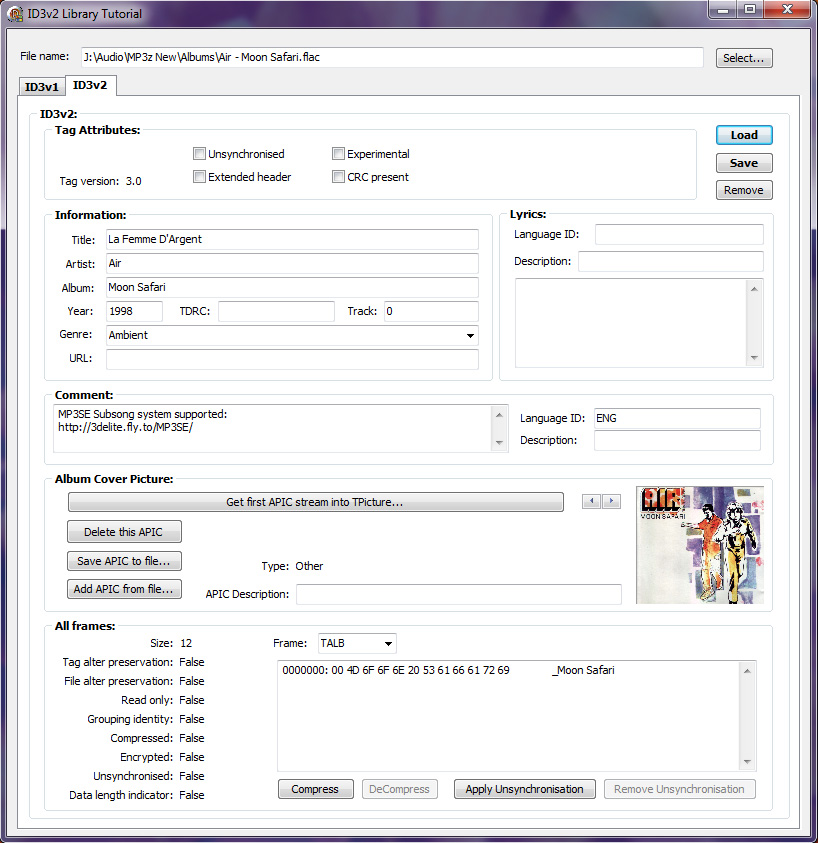 Click to view ID3v2 Library 2.0.34.84 screenshot